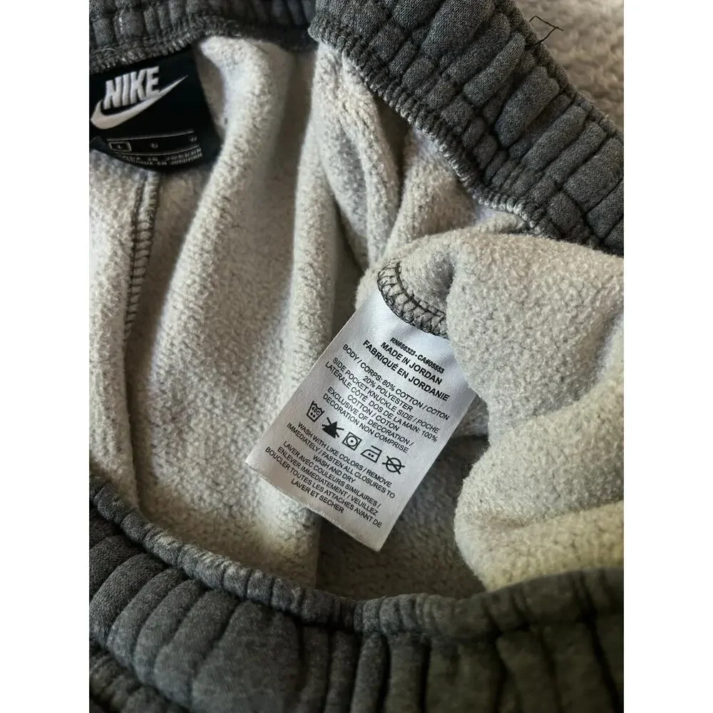 Nike Mens Club Fleece Classic Cargo Reworked Distressed Gray Joggers Size Large